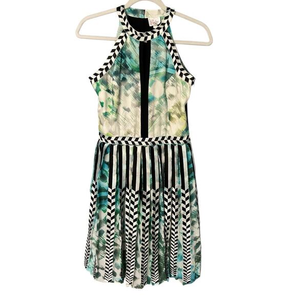 Parker Selita Mini Dress Women's Small Revolve Silk Pleated Green Sleeveless - Picture 2 of 8